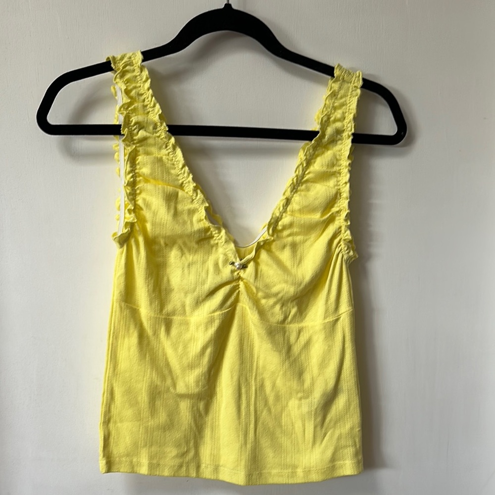 Free People Lemon Yellow Ruffled Women's Top